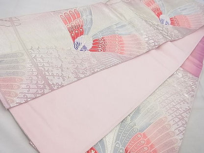 平和屋着物◎六通柄袋帯 唐織 舞蝶文 銀糸 逸品 BAAG4455th