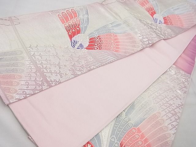 平和屋着物◎六通柄袋帯 唐織 舞蝶文 銀糸 逸品 BAAG4455th