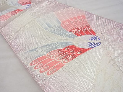 平和屋着物◎六通柄袋帯 唐織 舞蝶文 銀糸 逸品 BAAG4455th