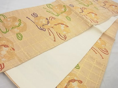 平和屋着物◎六通柄袋帯　唐織　文箱文様　金銀糸　逸品　BAAG4459th