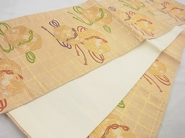 平和屋着物◎六通柄袋帯　唐織　文箱文様　金銀糸　逸品　BAAG4459th