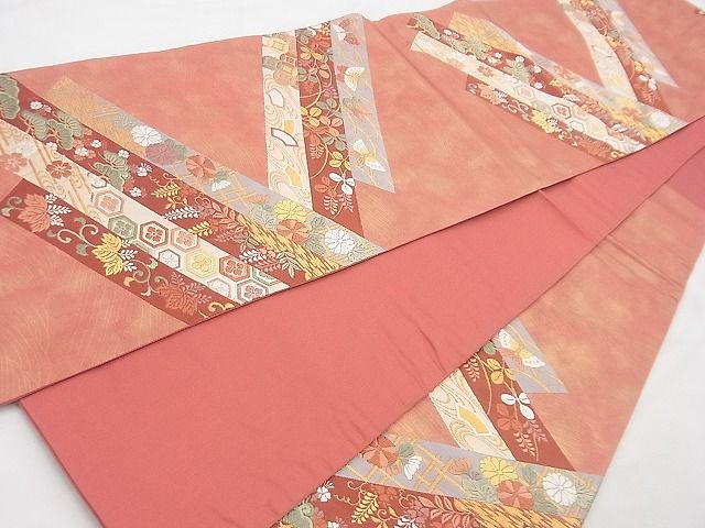 平和屋着物◎六通柄袋帯 唐織 小袖八ツ橋文 金糸 逸品 BAAG4452th