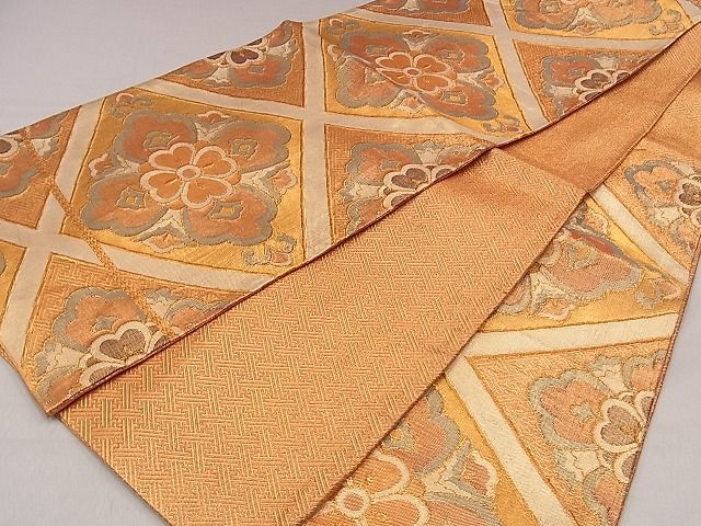 平和屋着物◎佐賀錦 全通柄袋帯 菱繋花文 金糸 やまとオリジナル 逸品 CAAF0650dy