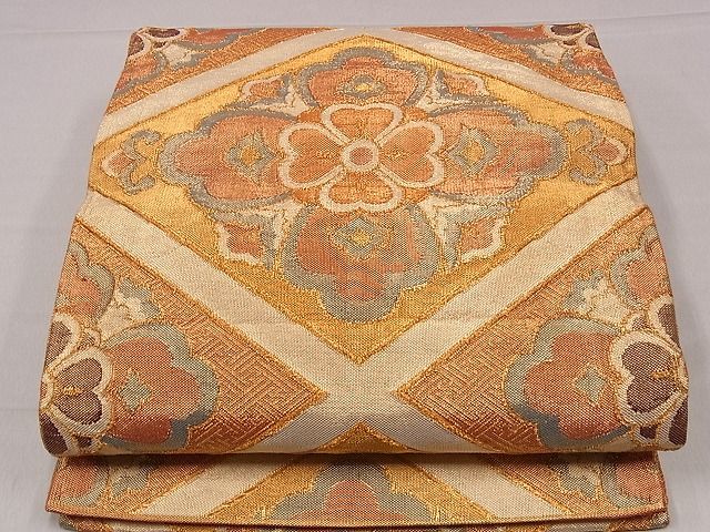 平和屋着物◎佐賀錦 全通柄袋帯 菱繋花文 金糸 やまとオリジナル 逸品 CAAF0650dy