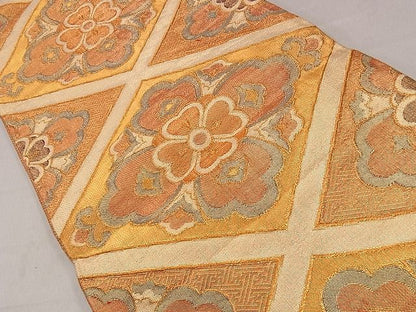 平和屋着物◎佐賀錦 全通柄袋帯 菱繋花文 金糸 やまとオリジナル 逸品 CAAF0650dy