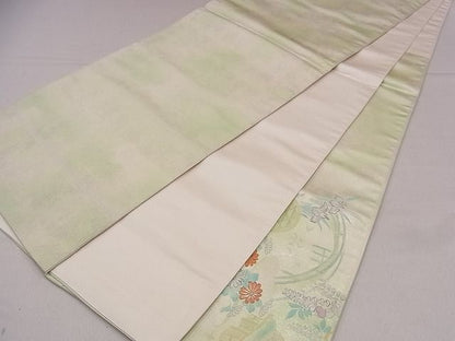 平和屋着物◎太鼓柄袋帯 刺繍 風景文 銀糸 逸品 CAAF0648dy