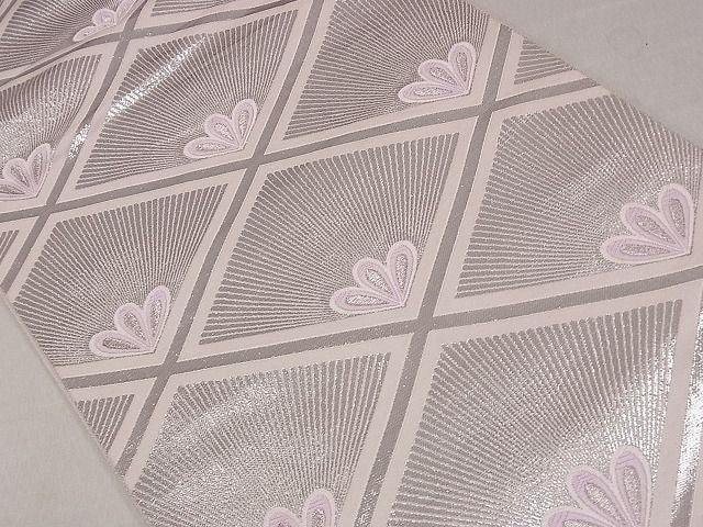 平和屋着物◎六通柄袋帯 唐織 菱松葉文 銀糸 逸品 CAAF0658dy