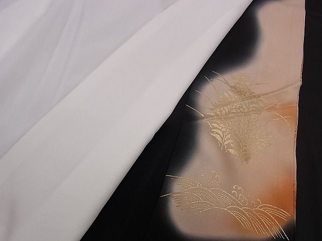 平和屋着物■豪華黒留袖　駒刺繍　御所車飛鶴花文　暈し染め　金彩　逸品　CAAF0707dy