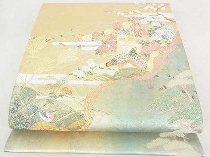 平和屋着物■六通太鼓柄袋帯 唐織 風景花鳥文 金糸 引箔 逸品 DAAF8142sa