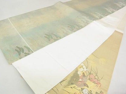 平和屋着物■六通太鼓柄袋帯 唐織 風景花鳥文 金糸 引箔 逸品 DAAF8142sa