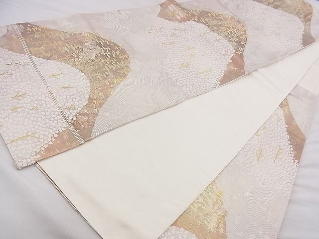 平和屋着物◎六通柄袋帯 遠山樹林文 金糸 逸品 BAAF7532wk