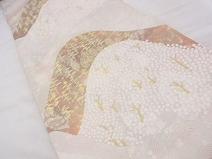 平和屋着物◎六通柄袋帯 遠山樹林文 金糸 逸品 BAAF7532wk