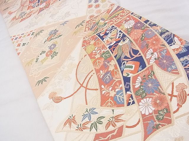 平和屋着物◎六通柄袋帯 唐織 上代王朝裂取文 金糸 逸品 BAAF7533wk