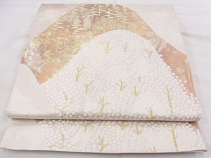 平和屋着物◎六通柄袋帯 遠山樹林文 金糸 逸品 BAAF7532wk