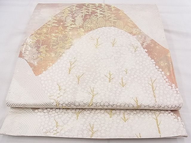平和屋着物◎六通柄袋帯 遠山樹林文 金糸 逸品 BAAF7532wk