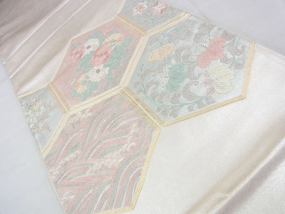 平和屋着物◎太鼓柄袋帯 刺繍 亀甲花文 逸品 BAAF7544wk