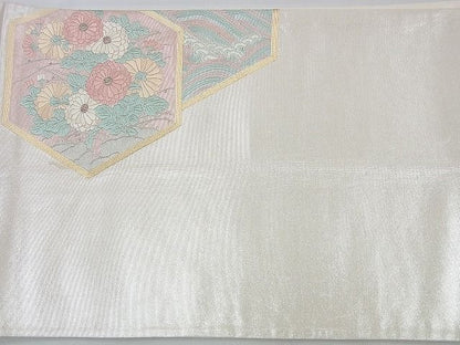 平和屋着物◎太鼓柄袋帯 刺繍 亀甲花文 逸品 BAAF7544wk