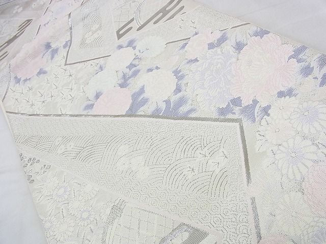 平和屋着物◎六通柄袋帯 唐織 彩華精繍文 プラチナ箔 逸品 BAAF7574