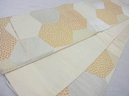 平和屋着物◎六通柄袋帯 唐織 亀甲花文 金銀糸 逸品 BAAG1647cm
