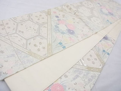 平和屋着物◎六通柄袋帯 唐織 草花文 金銀糸 逸品 BAAG1668cm