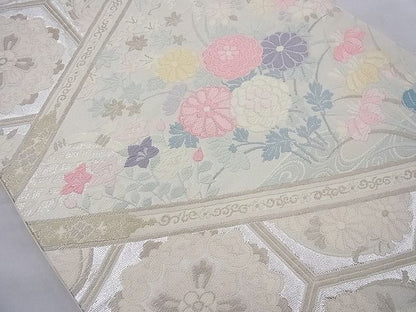 平和屋着物◎六通柄袋帯 唐織 草花文 金銀糸 逸品 BAAG1668cm