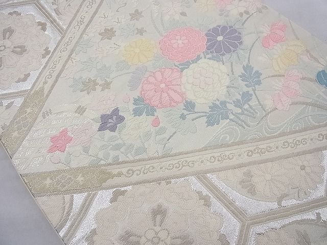 平和屋着物◎六通柄袋帯 唐織 草花文 金銀糸 逸品 BAAG1668cm