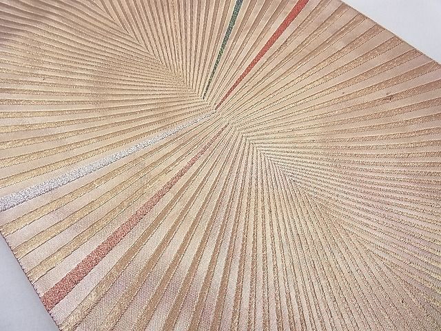 平和屋着物◎六通柄袋帯 斜縞 金銀糸 逸品 BAAG1658cm