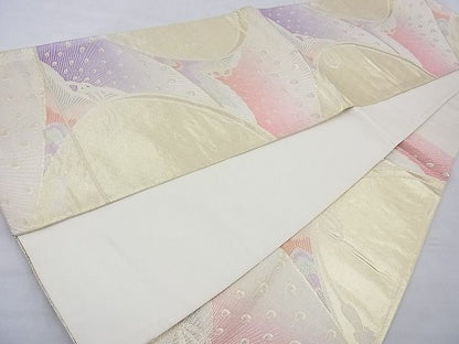 平和屋着物◎六通柄袋帯 唐織 孔雀花文 金銀糸 逸品 BAAG1659cm