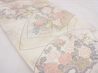平和屋着物◎六通柄袋帯 唐織 地紙花鳥文 金糸 逸品 BAAG0021if