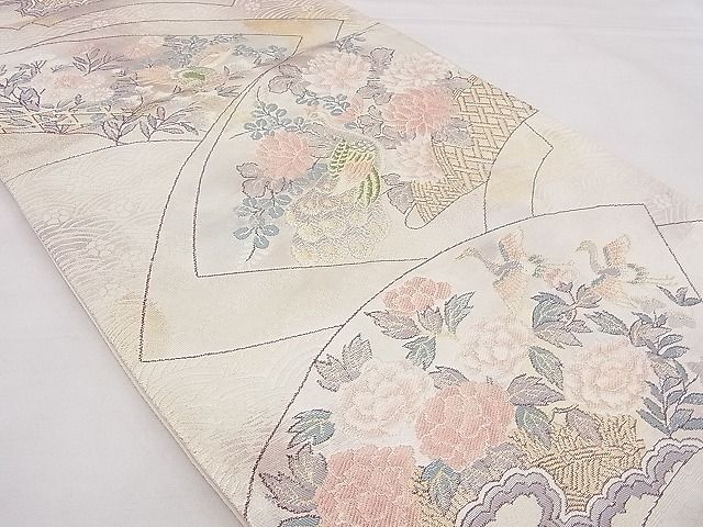 平和屋着物◎六通柄袋帯 唐織 地紙花鳥文 金糸 逸品 BAAG0021if