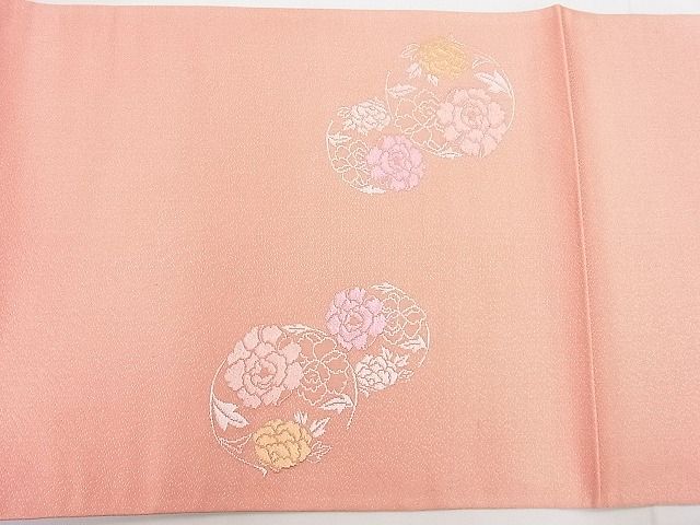 平和屋着物◎太鼓柄袋帯 華刺繍 平安蒔絵 牡丹 金銀糸 逸品 BAAG0029if