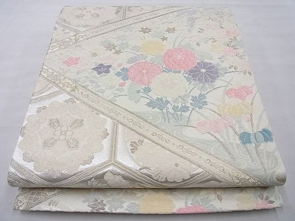 平和屋着物◎六通柄袋帯 唐織 草花文 金銀糸 逸品 BAAG1668cm