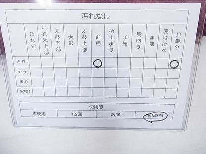 平和屋着物◎太鼓柄袋帯 紬地 幾何学文様 逸品 BAAG1660cm
