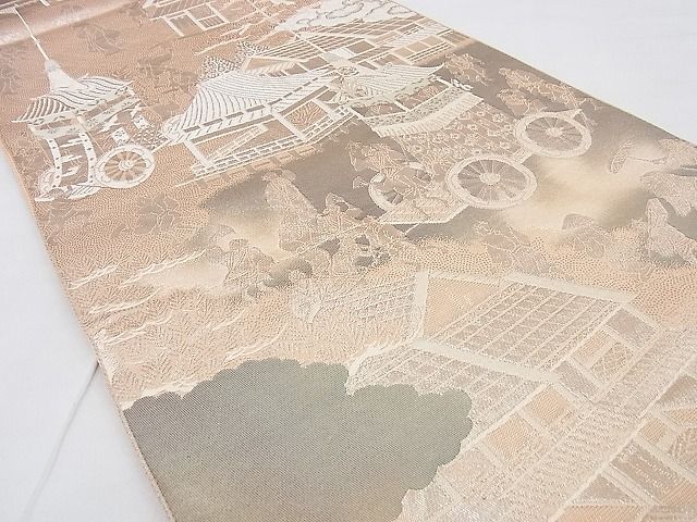 平和屋着物◎六通柄袋帯 衹園祭風景 プラチナ箔 逸品 BAAG0066if