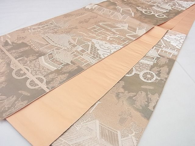 平和屋着物◎六通柄袋帯 衹園祭風景 プラチナ箔 逸品 BAAG0066if