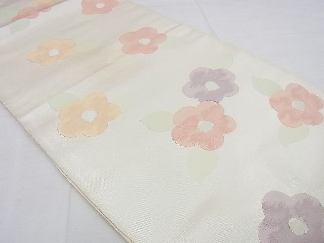 平和屋着物◎六通柄袋帯 椿 銀糸 逸品 BAAG0083if