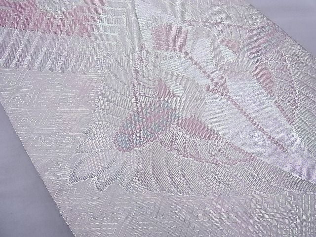 平和屋着物◎佐賀錦 六通柄袋帯 双鶴花菱文 銀糸 逸品 BAAG1730cm