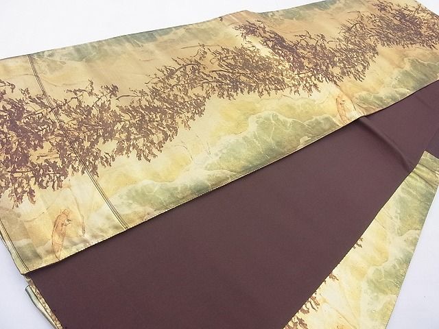 平和屋着物◎西陣 六通柄袋帯 浜松文様 金彩 引箔 逸品 BAAG1796cm