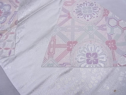平和屋着物◎六通柄袋帯 唐織 有職色紙重ね 銀糸 逸品 BAAG1789cm