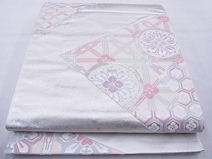 平和屋着物◎六通柄袋帯 唐織 有職色紙重ね 銀糸 逸品 BAAG1789cm