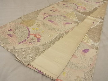平和屋着物◎六通柄袋帯 唐織 飛鶴花文 金銀糸 逸品 BAAF2192iy
