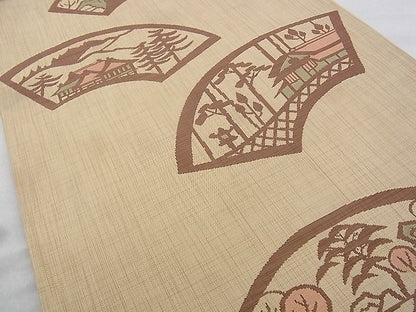 平和屋着物◎六通柄袋帯 地紙風景文 逸品 BAAF2182iy