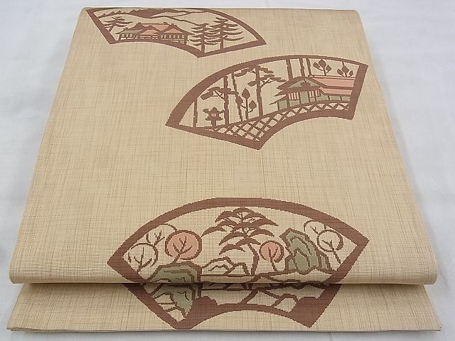 平和屋着物◎六通柄袋帯 地紙風景文 逸品 BAAF2182iy