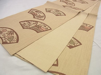 平和屋着物◎六通柄袋帯 地紙風景文 逸品 BAAF2182iy