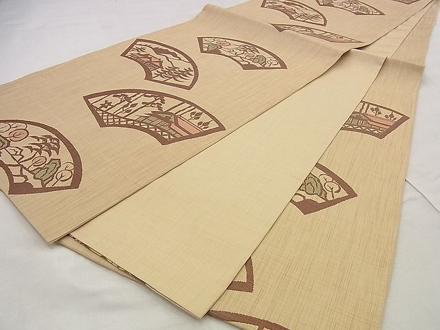 平和屋着物◎六通柄袋帯 地紙風景文 逸品 BAAF2182iy