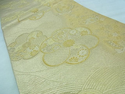 平和屋着物◎佐賀錦　六通柄袋帯　花蝶文　金糸　逸品　BAAF2186iy