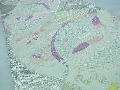 平和屋着物◎六通柄袋帯 唐織 飛鶴花文 金銀糸 逸品 BAAF2192iy
