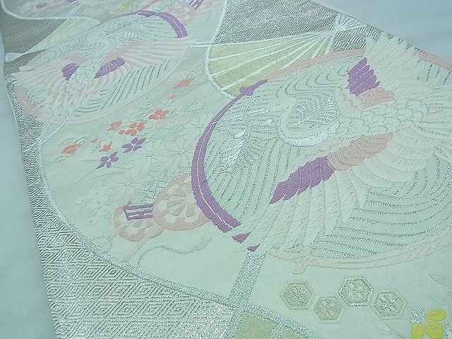 平和屋着物◎六通柄袋帯 唐織 飛鶴花文 金銀糸 逸品 BAAF2192iy