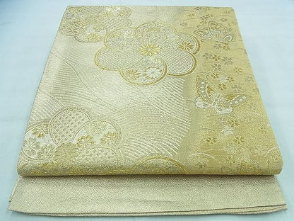 平和屋着物◎佐賀錦　六通柄袋帯　花蝶文　金糸　逸品　BAAF2186iy