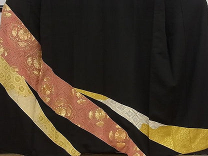 平和屋着物■豪華黒留袖　駒刺繍　吉祥花文　金彩　逸品　CAAF6261ze